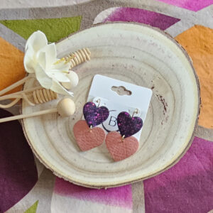 Boucles d'oreilles Valentina en cuir fuchsia rose (1)
