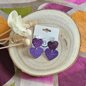 Boucles d'oreilles Valentina en cuir fuchsia violet (1)