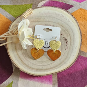 Boucles d'oreilles Valentina en cuir jaune orange (1)