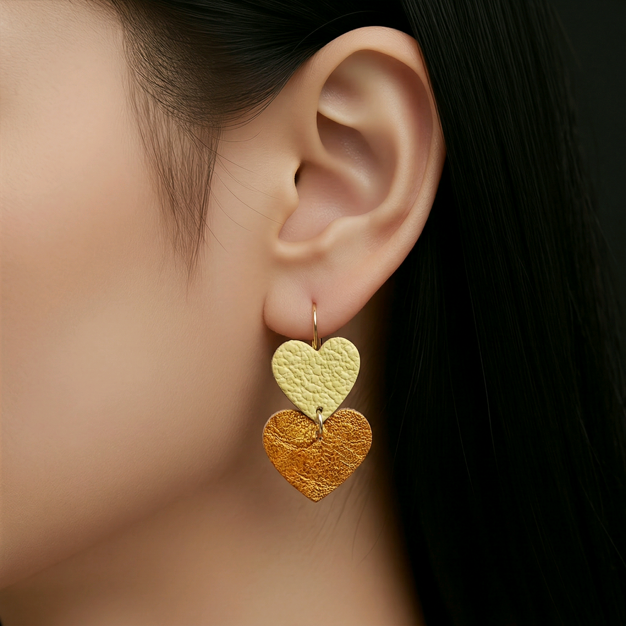 Boucles d'oreilles Valentina en cuir jaune orange (1)