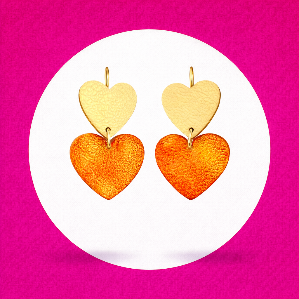 Boucles d'oreilles Valentina en cuir jaune orange (2)