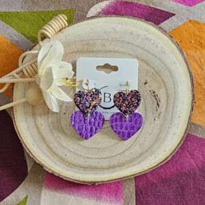 Boucles d'oreilles Valentina en cuir multicolore violet (1)