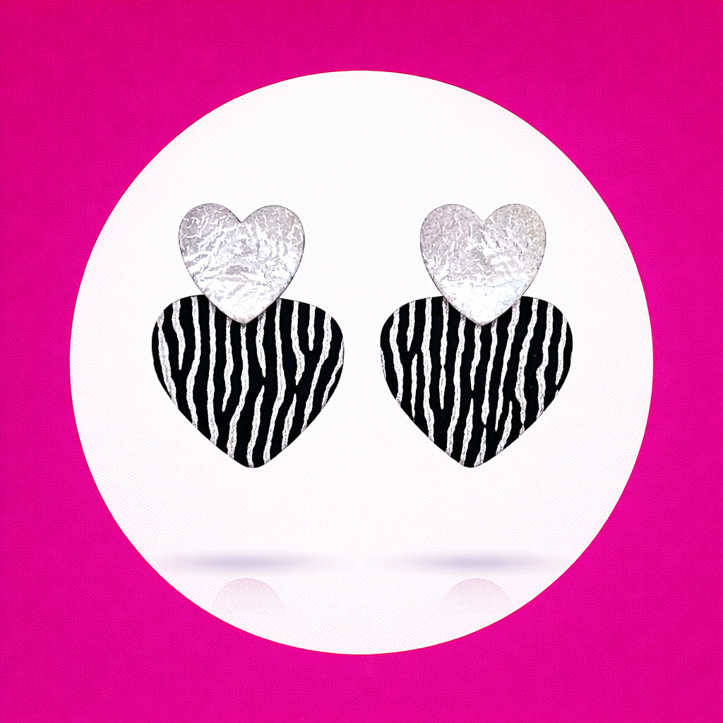 Boucles d'oreilles Venise en cuir argent noir (2)