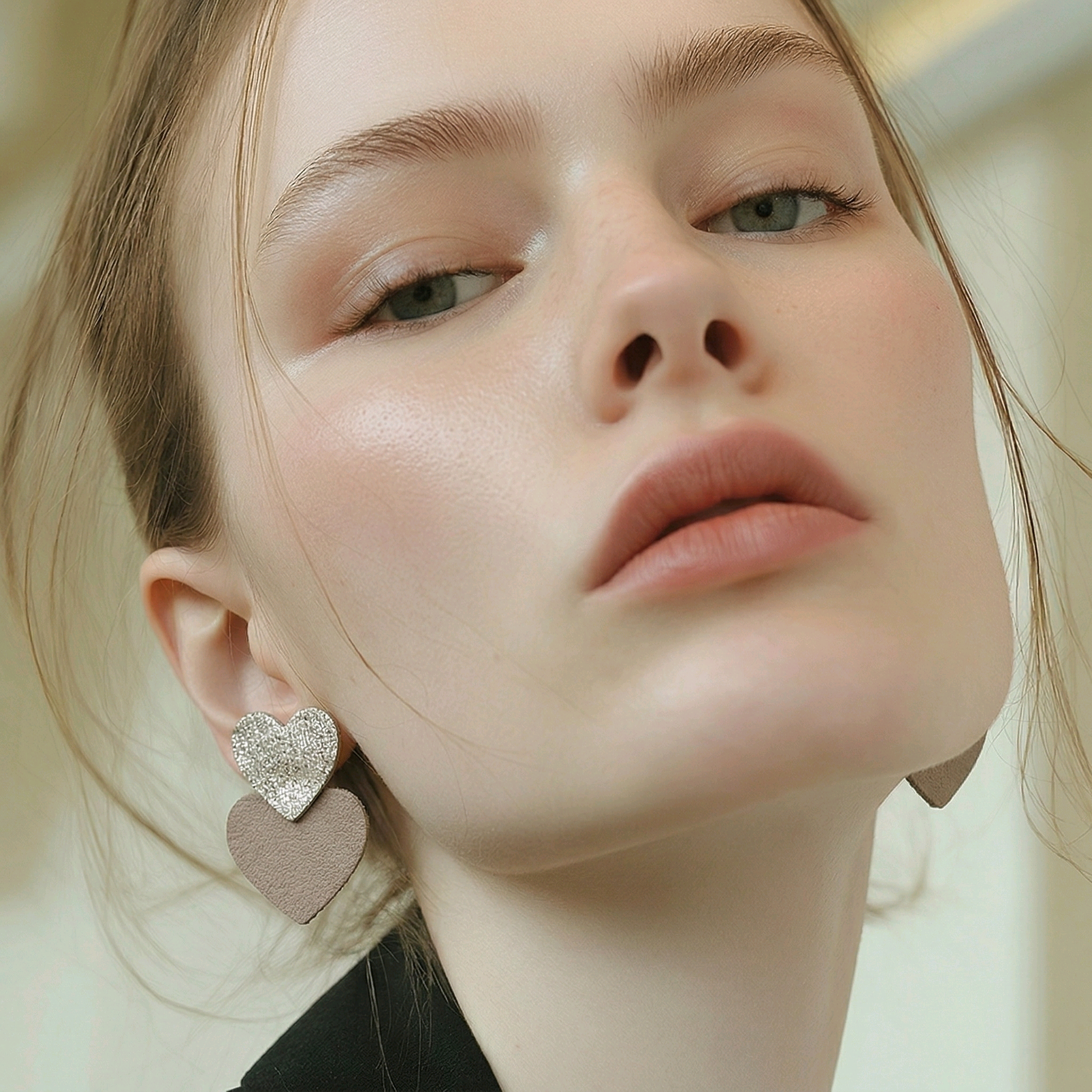 Boucles d'oreilles Venise en cuir beige (1)