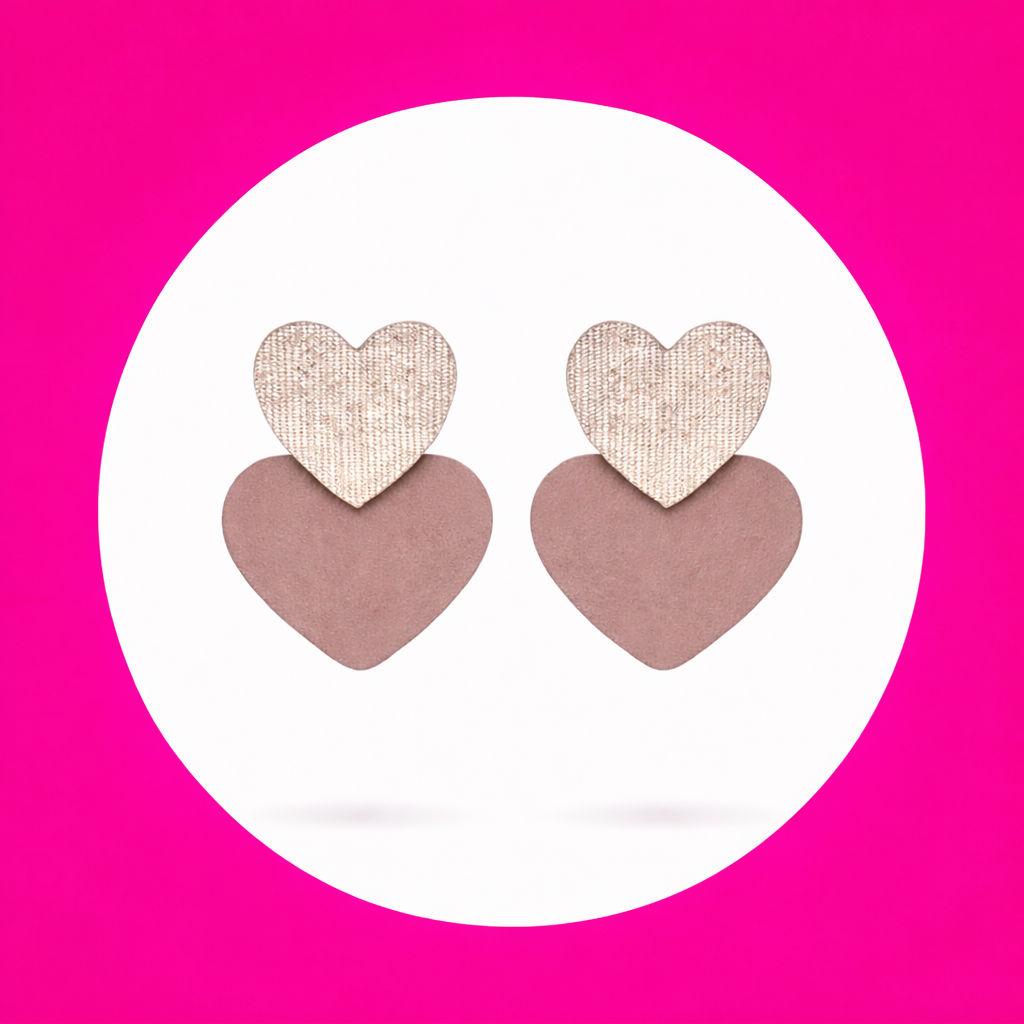 Boucles d'oreilles Venise en cuir beige (2)
