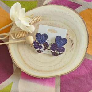 Boucles d'oreilles Venise en cuir bleu (1)