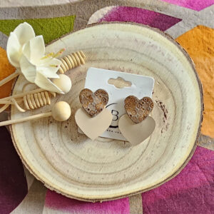 Boucles d'oreilles Venise en cuir cuivre beige (1)