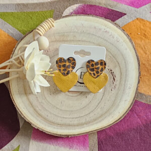 Boucles d'oreilles Venise en cuir orange moutarde (1)