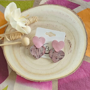 Boucles d'oreilles Venise en cuir rose (1)