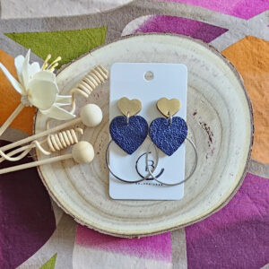 Boucles d'oreilles Vênus cuir bleu (1)
