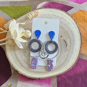 Boucles d'oreilles Zoé en cuir bleu lilas (1)
