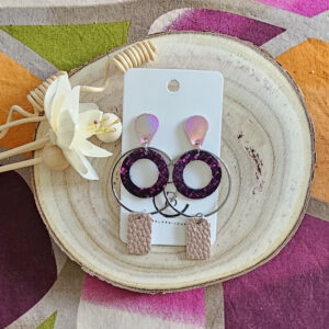 Boucles d'oreilles Zoé en cuir rose fuchsia (1)