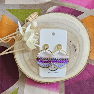 Boucles d'oreilles sunshine en perles de verre violet (1)