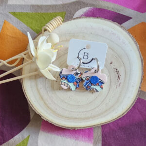 Créoles Fleur en cuir bleu multicolore (1)