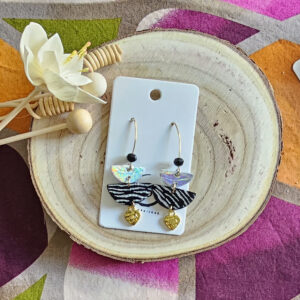 boucles d'oreilles Lola en cuir argent noir (1)