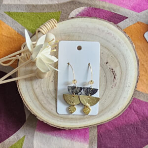 boucles d'oreilles Lola en cuir doré noir (1)