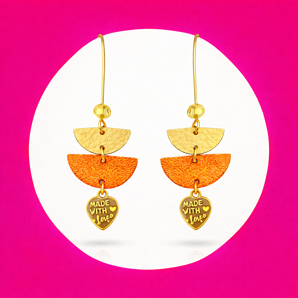 boucles d'oreilles Lola en cuir jaune orange (2)