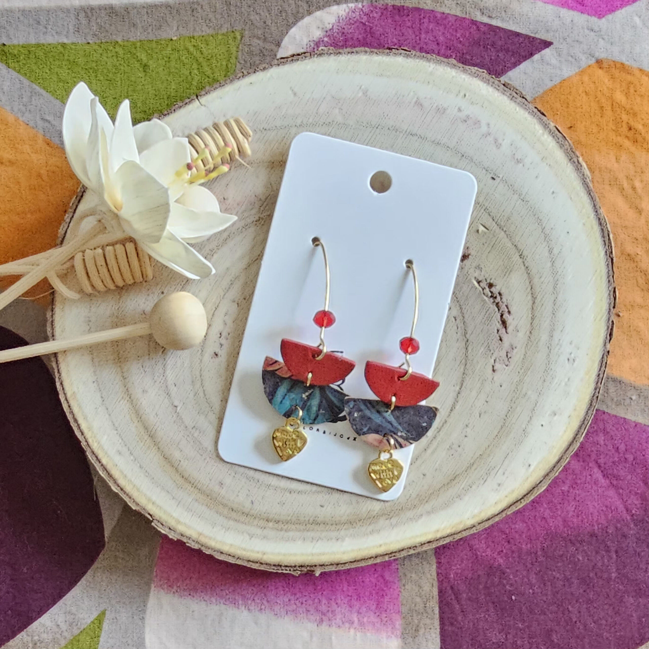 boucles d'oreilles Lola en cuir rouge (1)