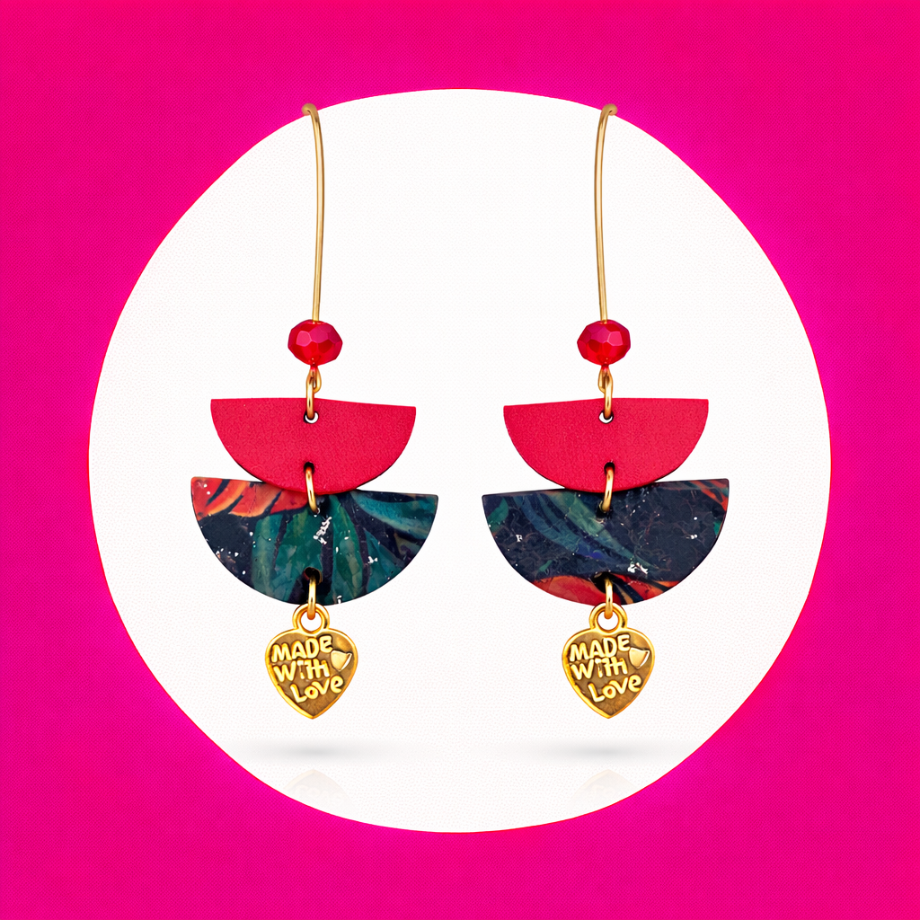 boucles d'oreilles Lola en cuir rouge (2)