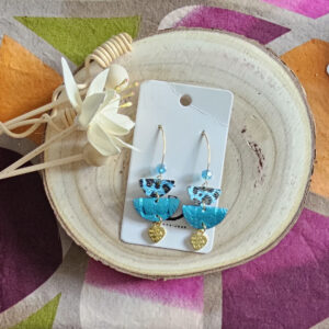 boucles d'oreilles Lola en cuir turquoise noir (1)
