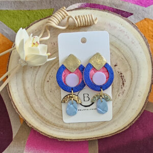 Boucles d'oreilles Moon en cuir bleu lilas (1)