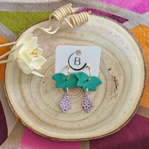 Créoles Tina en cuir vert violet (1)