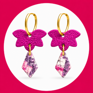 Créoles Tina en cuir violet fuschia (2)