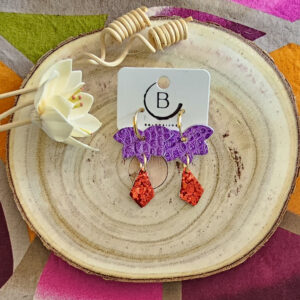 Créoles Tina en cuir violet rouge (1)